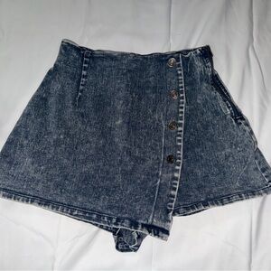 Flying Tomato Denim Skort XS Button Front Mini Skirt Shorts